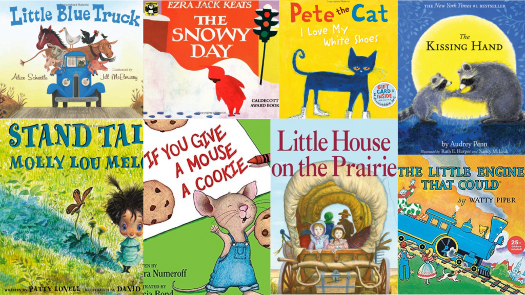 Front covers of eight popular children's books.